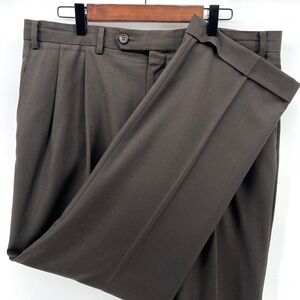 Ralph Lauren Pleated Cuffed Dress Pants Slacks Trousers Mens 36x29‎ Brown